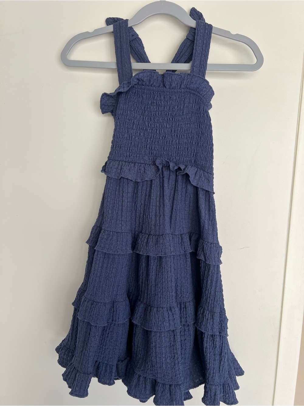 Girls' Navy Ruffle Tiered Sundress